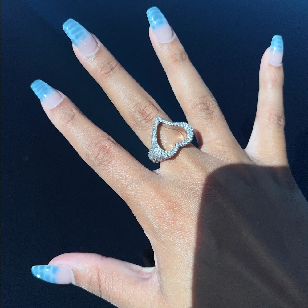 Elegant Silver Heart Ring size 9
